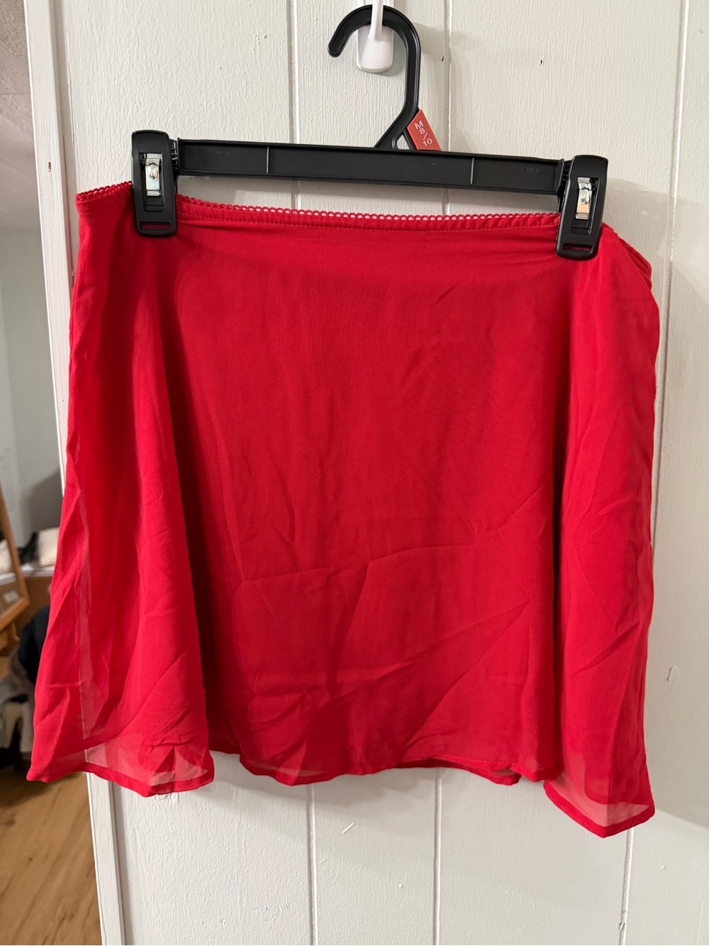 Juniors Red Chiffon Mini Skirt